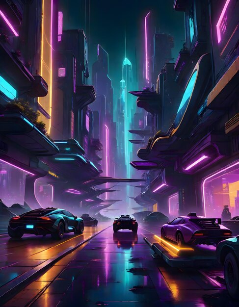 La ciudad del neón cyberpunk