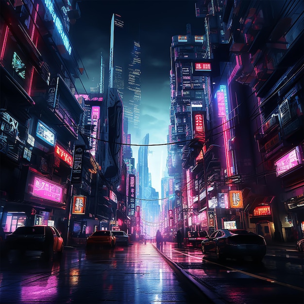 La ciudad del neón cyberpunk