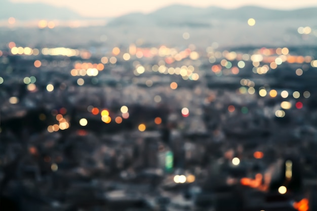 Ciudad de noche, fondo bokeh.