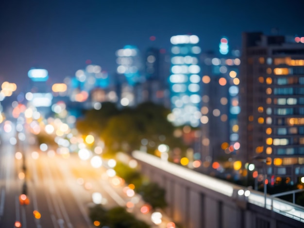 La ciudad por la noche El fondo de la ciudad borroso