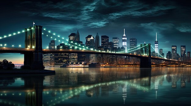 una ciudad por la noche con el horizonte en el fondo