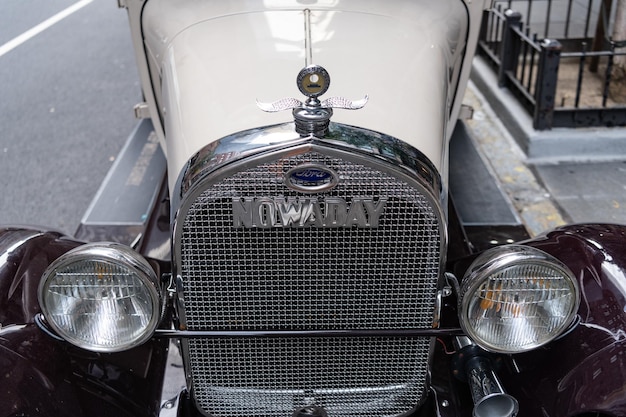 Ciudad de Nueva York, EE.UU., 23 de julio de 2023 Ford Modelo A 1927 de época, coche sedán, hoy en día, vista de primer plano