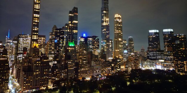 Ciudad de Nueva York famosa vista desde arriba noche ciudad de Nueva York desde arriba noche panorama de Nueva York horizonte en