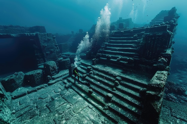 Foto ciudad oculta bajo el agua