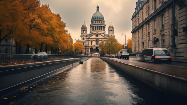 una ciudad en el otoño