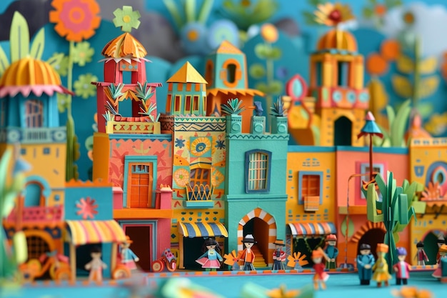 La ciudad del papel origami Cinco de Mayo Esencia de la alegría festiva