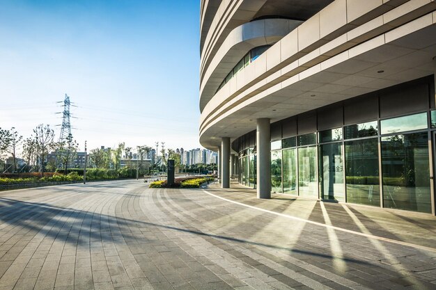 Foto ciudad que construye escena de la calle y superficie de la carretera