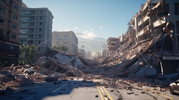 Ciudad sacudida por un terremoto en una ciudad