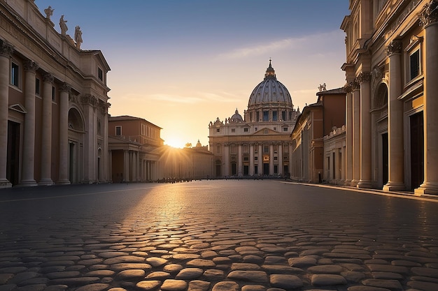 Foto la ciudad del vaticano en roma al amanecer