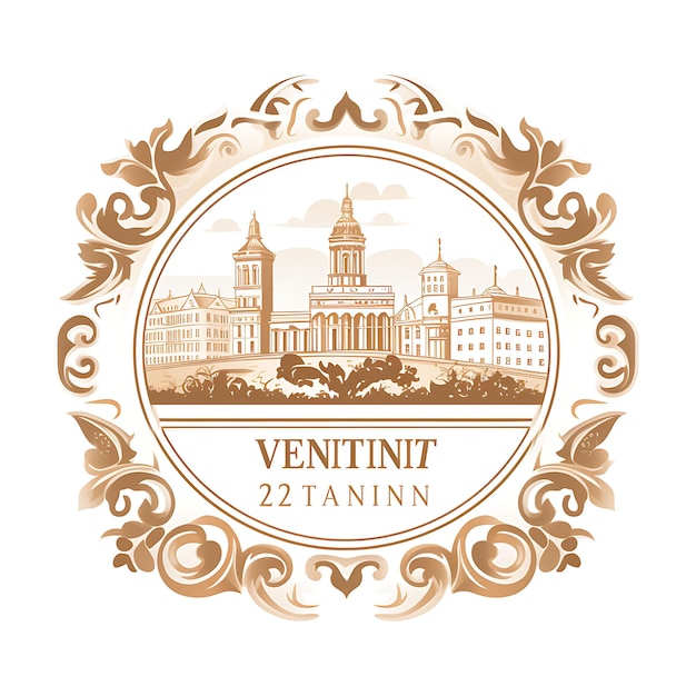 La ciudad de Viena con el palacio de Schnbrunn en color bronce monocromático, un sello creativo y único de ciudades bellas