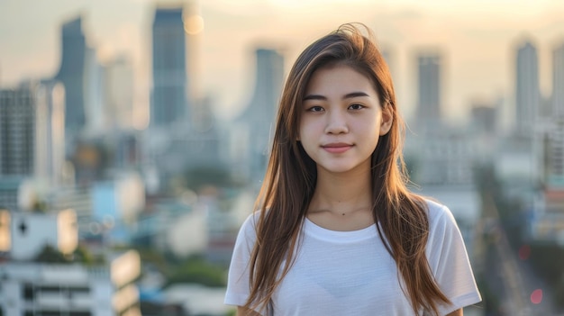 La ciudad vista a través de los ojos de una joven asiática