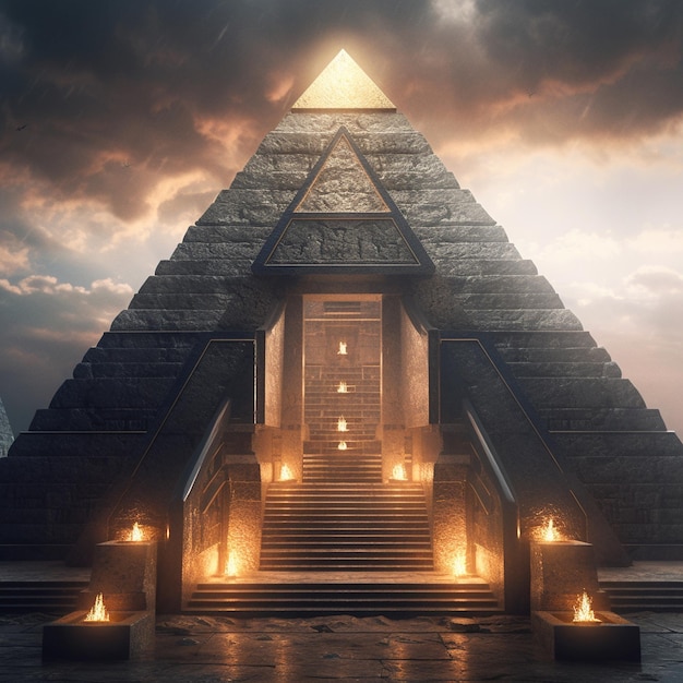 Civilização antiga e superavançada perdida construindo pirâmides de Gizé com tecnologia superavançada