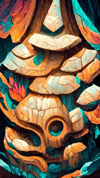 Civilización maya bosque tierra cueva ilustración 3D