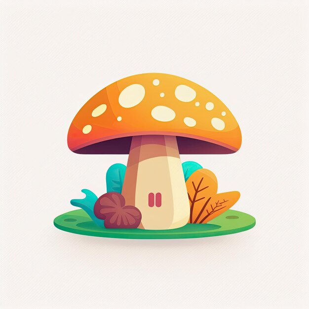 Clamshell Mushroom Vegetable Cute Playful Flat Icon por Generative AI (Icono plano lindo y juguetón de la IA generativa)