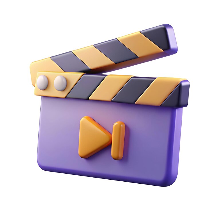 Clapperboard de dibujos animados en 3D para la producción cinematográfica