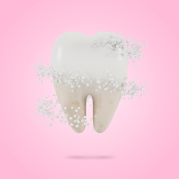 Clareamento dental. O conceito de exame odontológico dos dentes, saúde bucal e higiene. ilustração 3D.