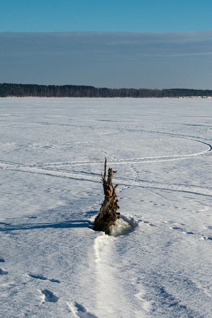 Un claro día de invierno en el río Volga