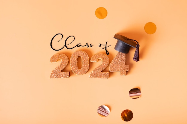 Clase de 2024 texto con límite graduado concepto de educación