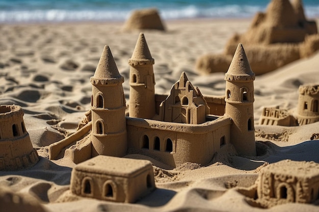 Clase de arquitectura de castillos de arena en la playa