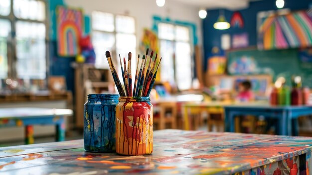 Una clase de arte colorida configura la creatividad en la educación