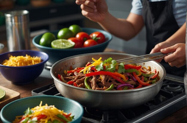 Foto una clase de cocina familiar que enseña a los niños a cocinar