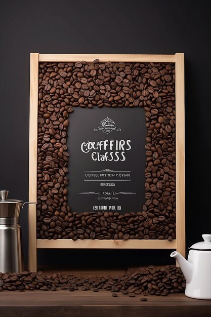 Clase de elaboración artesanal de café Orígenes de los granos de café Mockup de señalización con espacio en blanco vacío para colocar su diseño