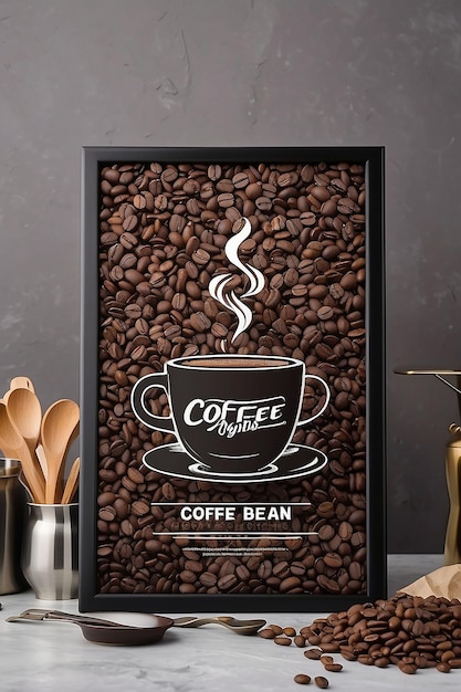 Foto clase de elaboración artesanal de café orígenes de los granos de café mockup de señalización con espacio en blanco vacío para colocar su diseño