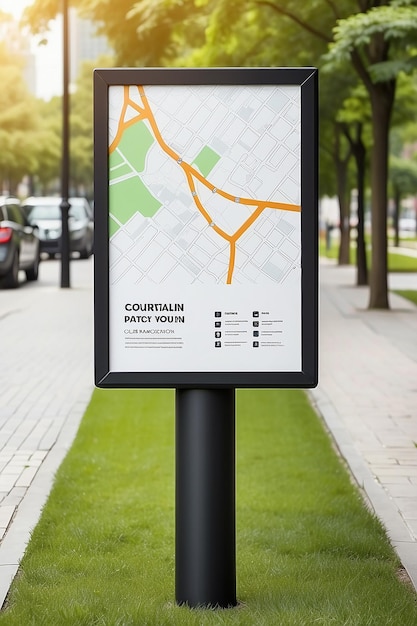 Clase de gimnasia ubicación al aire libre mapa señalización maqueta con espacio blanco en blanco para colocar su diseño