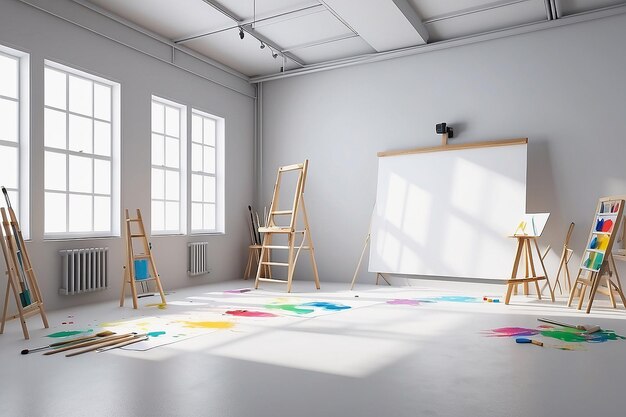 Clase de VR de la Escuela de Arte Pintar con pinceles 3D en una maqueta en blanco