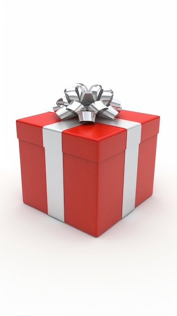 La clásica combinación de una caja de regalos roja con cintas blancas ofrece un atractivo atemporal que sugiere un regalo dado con cuidado y afecto