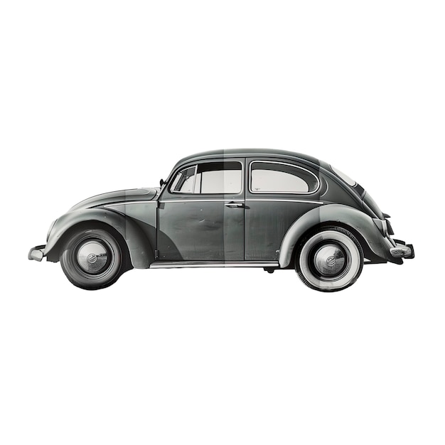 Clásico alemán vintage coche compacto foto aislada en blanco y negro