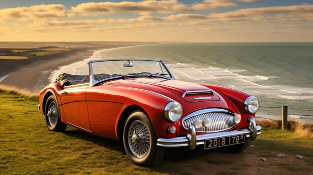 Foto el clásico austin healey 3000 mkii es un automóvil vintage en flamb.