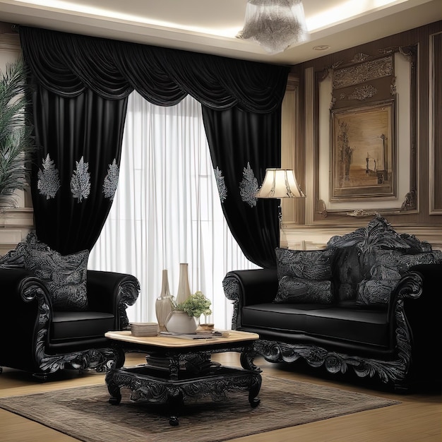 clásico interior clásico en blanco y negro con muebles clásicos sofá sala de estar clásica clásica