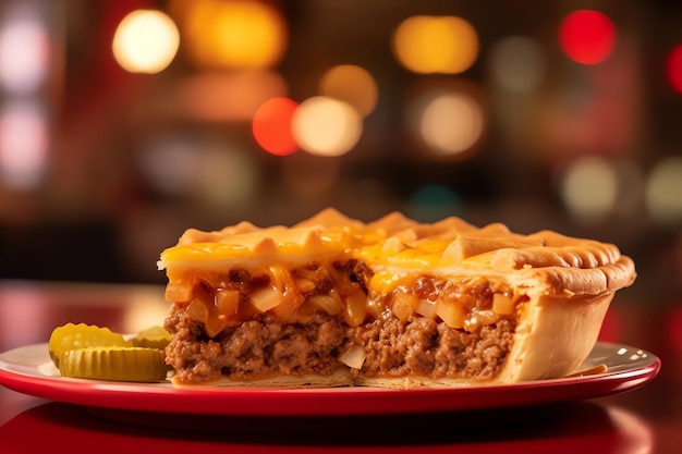 Un clásico pastel de hamburguesa con queso americano