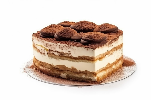 El clásico pastel de tiramisu italiano aislado generado por la IA