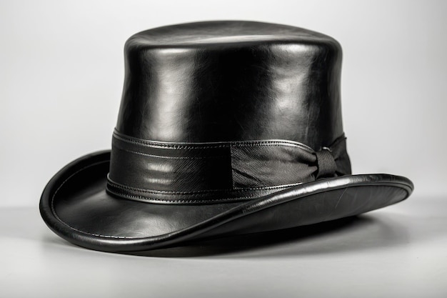 Foto el clásico sombrero negro sobre fondo gris