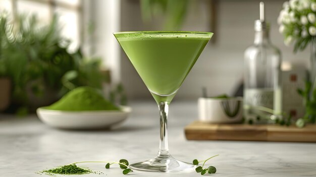 Clásico con un Twist Matcha Martini para el sabor vintage