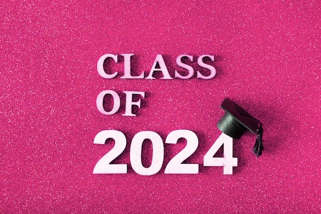 Foto classe de 2024 texto com limite graduado conceito de férias de formatura