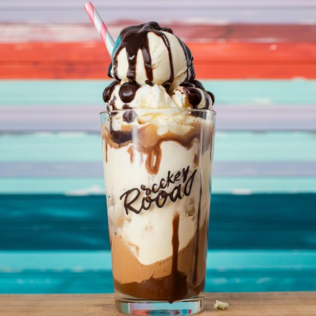 Classic Rocky Road Ice Cream Affogato com Espresso e Creme Chateado