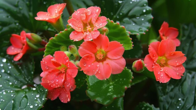 Foto classificação científica da flor vermelha de kalanchoe saxifragales crassulaceae