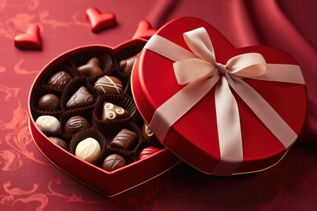 Classificação de chocolate do Dia dos Namorados em caixa em forma de coração