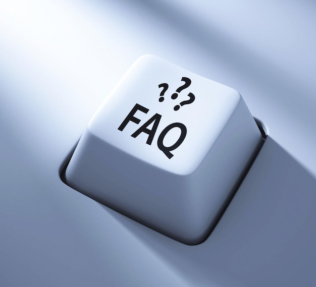 Clave de computadora Faq azul en tono con luz suave