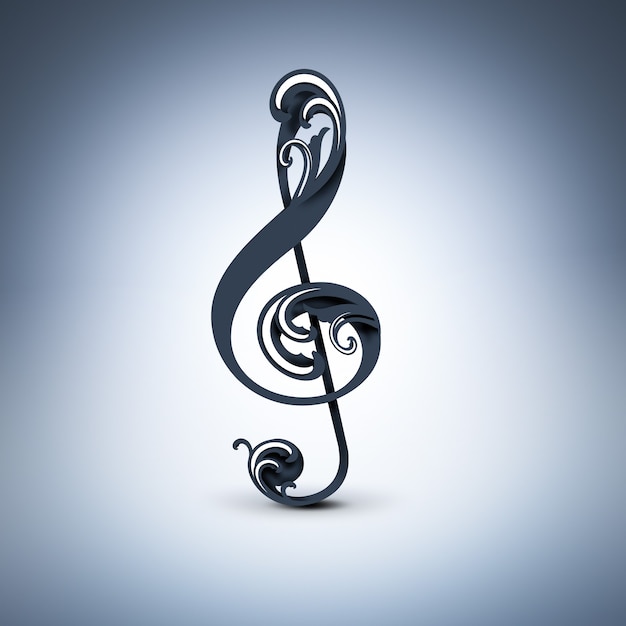 Clave de sol com ornamento em fundo claro