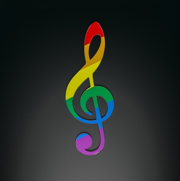 Clave de sol del arco iris. Representación 3D.