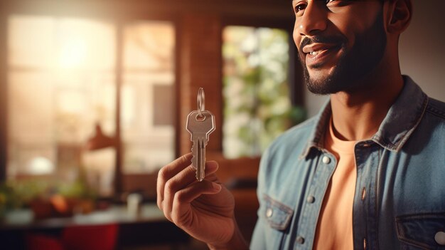 Claves de la felicidad Un viaje de afroamericanos sonrientes hacia la propiedad de una casa