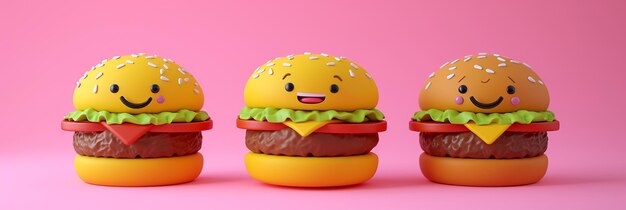 Foto clay culinary dreams 3d render de una hamburguesa voladora hecha de arcilla en el aire