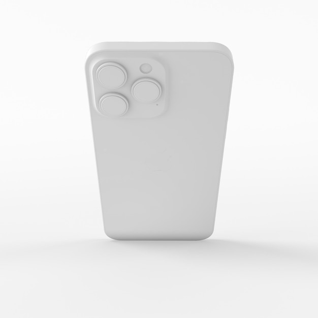 Clay Phone 14 Pro isolierte Rückansicht im weißen Hintergrund