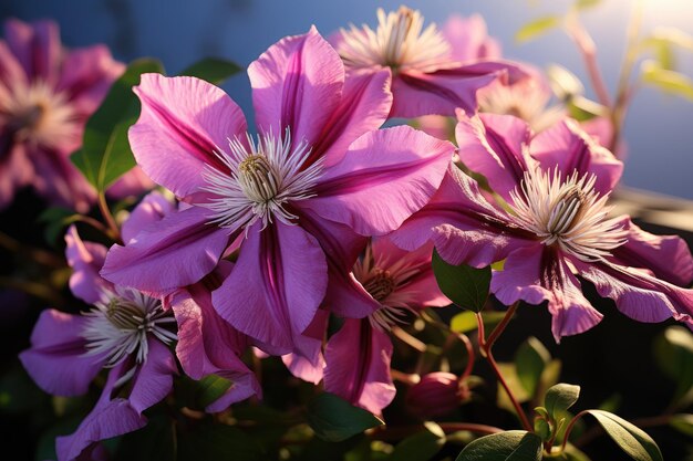 La clematis en flor en el jardín