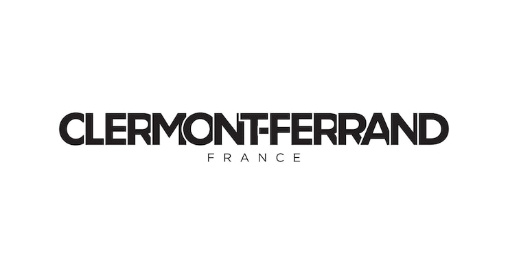 Foto clermont ferrand en el emblema de francia el diseño presenta una ilustración vectorial de estilo geométrico con tipografía en negrita en una fuente moderna las letras del eslogan gráfico