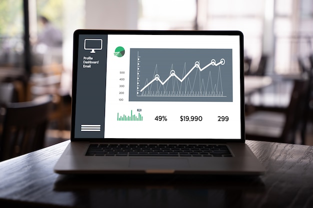 Cliente Marketing Ventas Tablero de instrumentos Gráficos Concepto Hombre de negocios Aumento de las ventas Ingresos compartidos